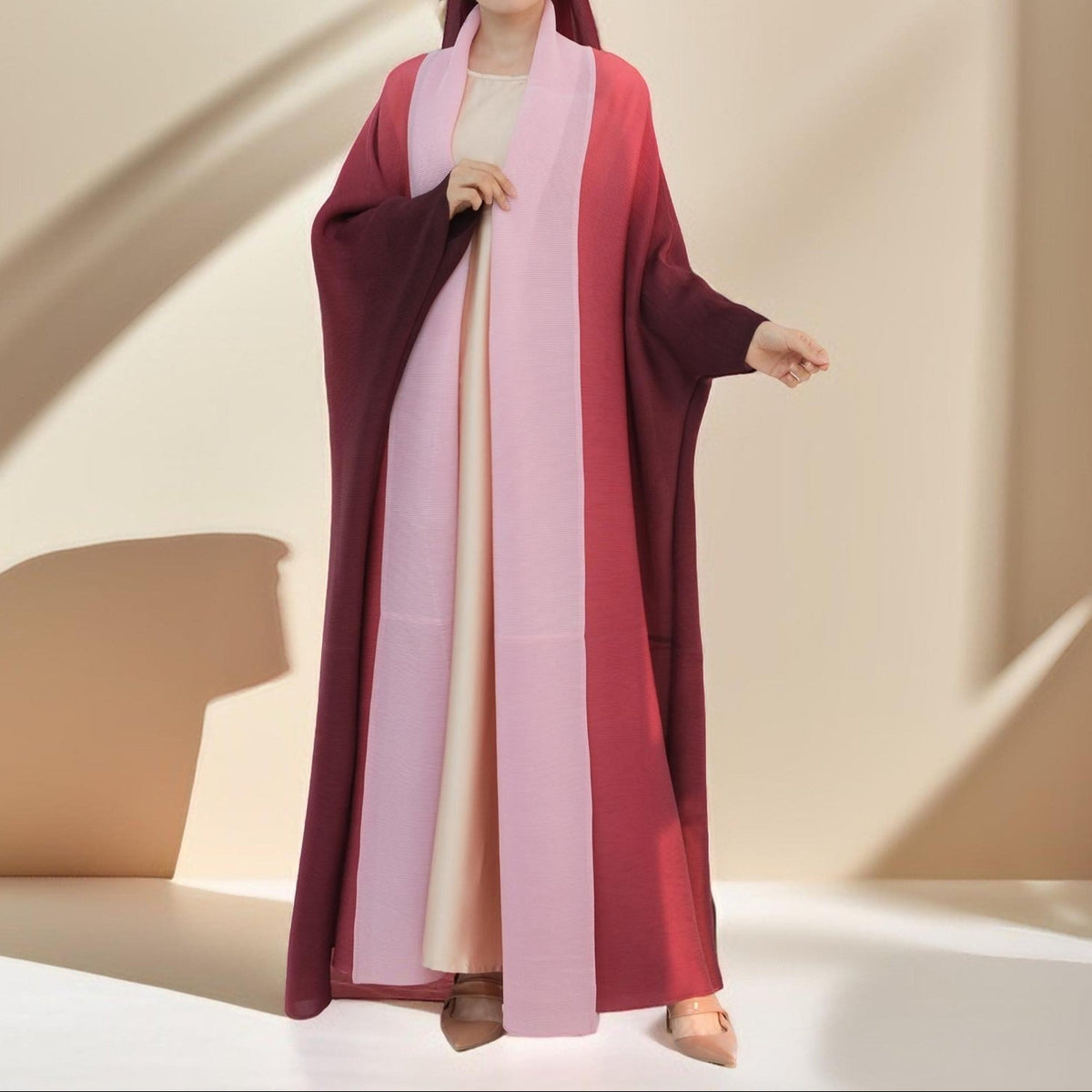 Sahara pleated open kimono abaya - Try Modest Limited