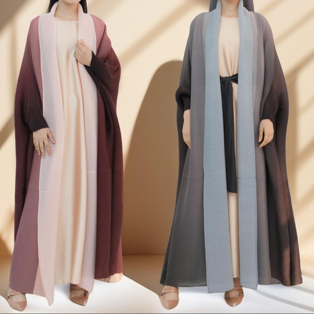 Sahara pleated open kimono abaya - Try Modest Limited