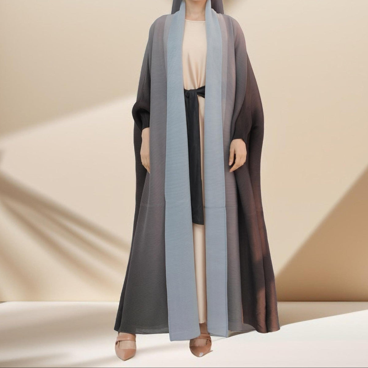 Sahara pleated open kimono abaya - Try Modest Limited