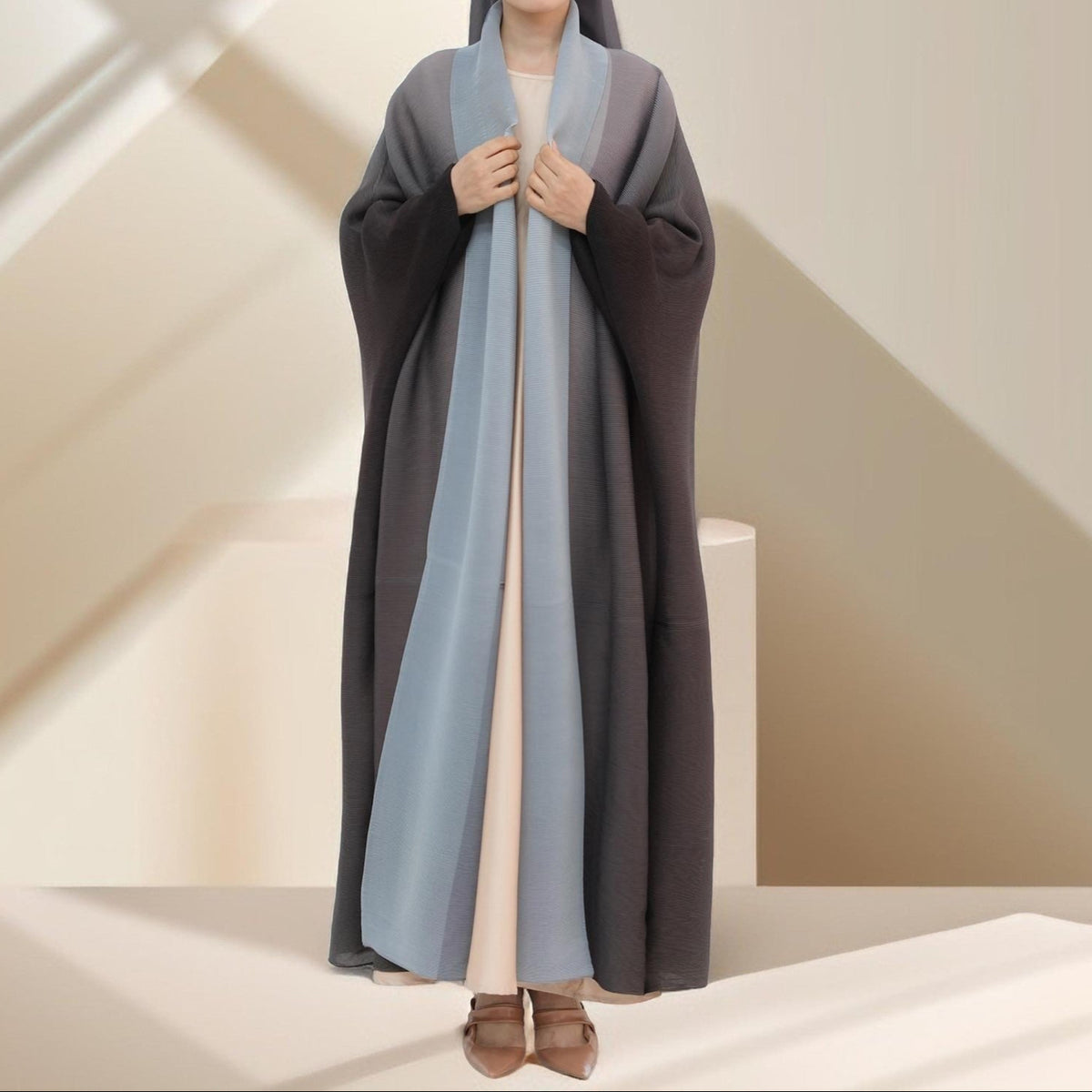 Sahara pleated open kimono abaya - Try Modest Limited