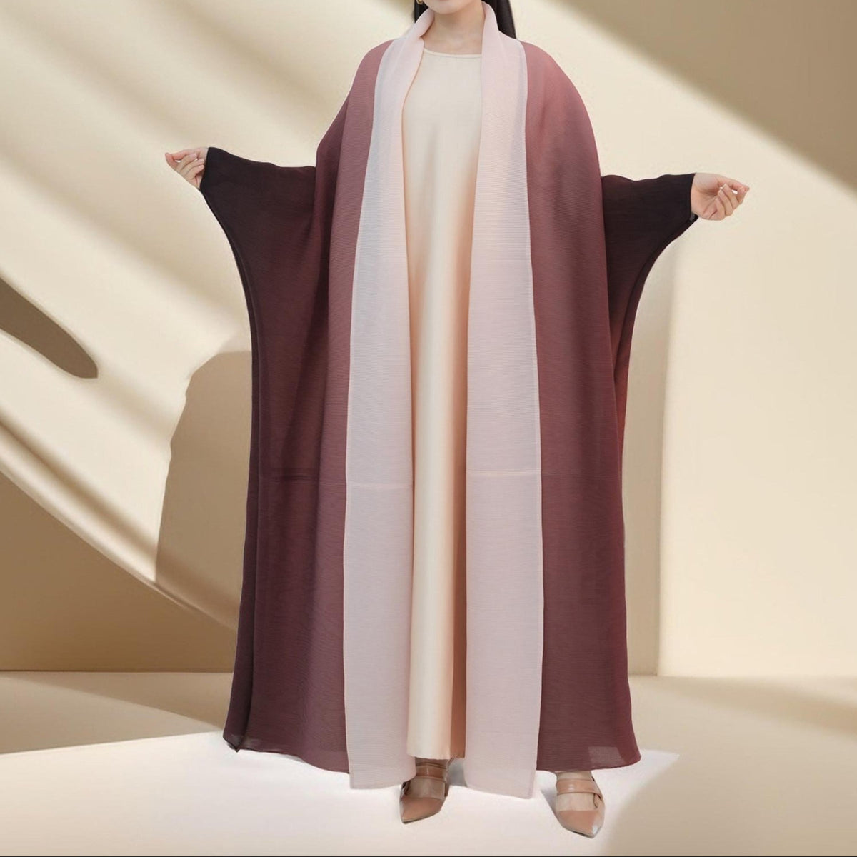 Sahara pleated open kimono abaya - Try Modest Limited