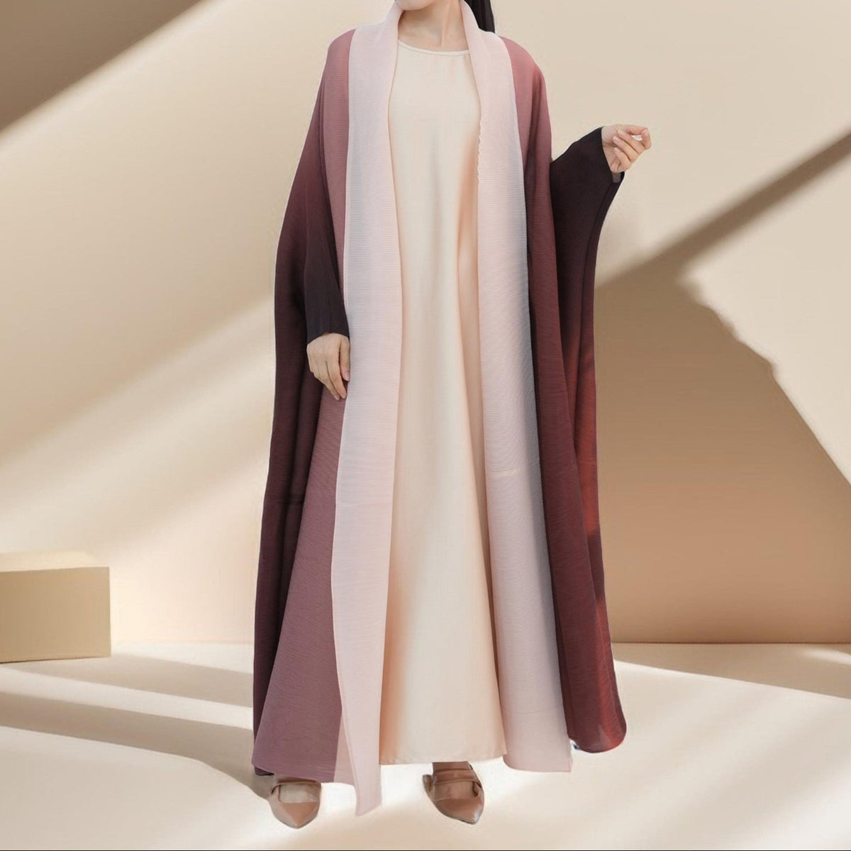 Sahara pleated open kimono abaya - Try Modest Limited
