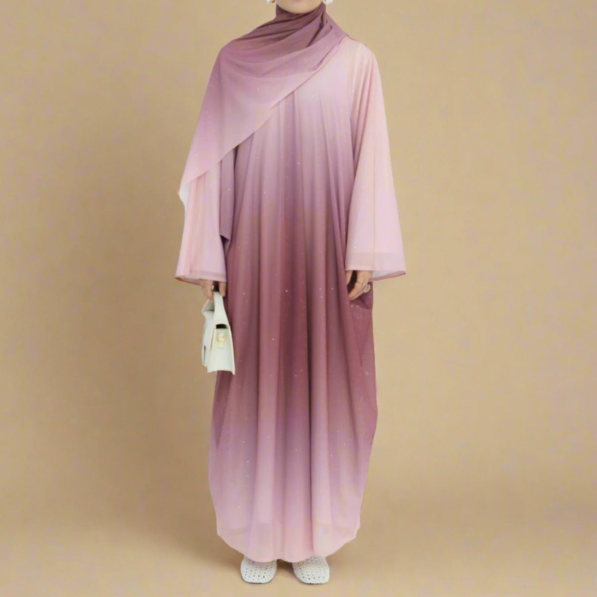Samaa - Sparkle Ombre Abaya with matching hijab - Try Modest Limited