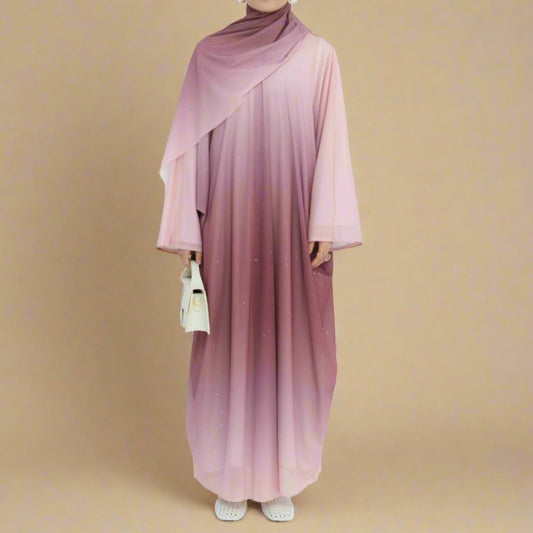 Samaa - Sparkle Ombre Abaya with matching hijab Try Modest Limited