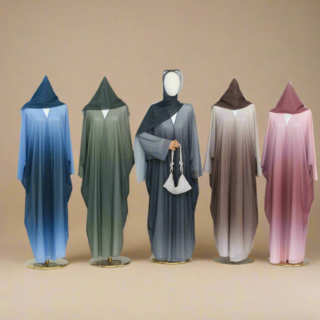 Samaa - Sparkle Ombre Abaya with matching hijab - Try Modest Limited