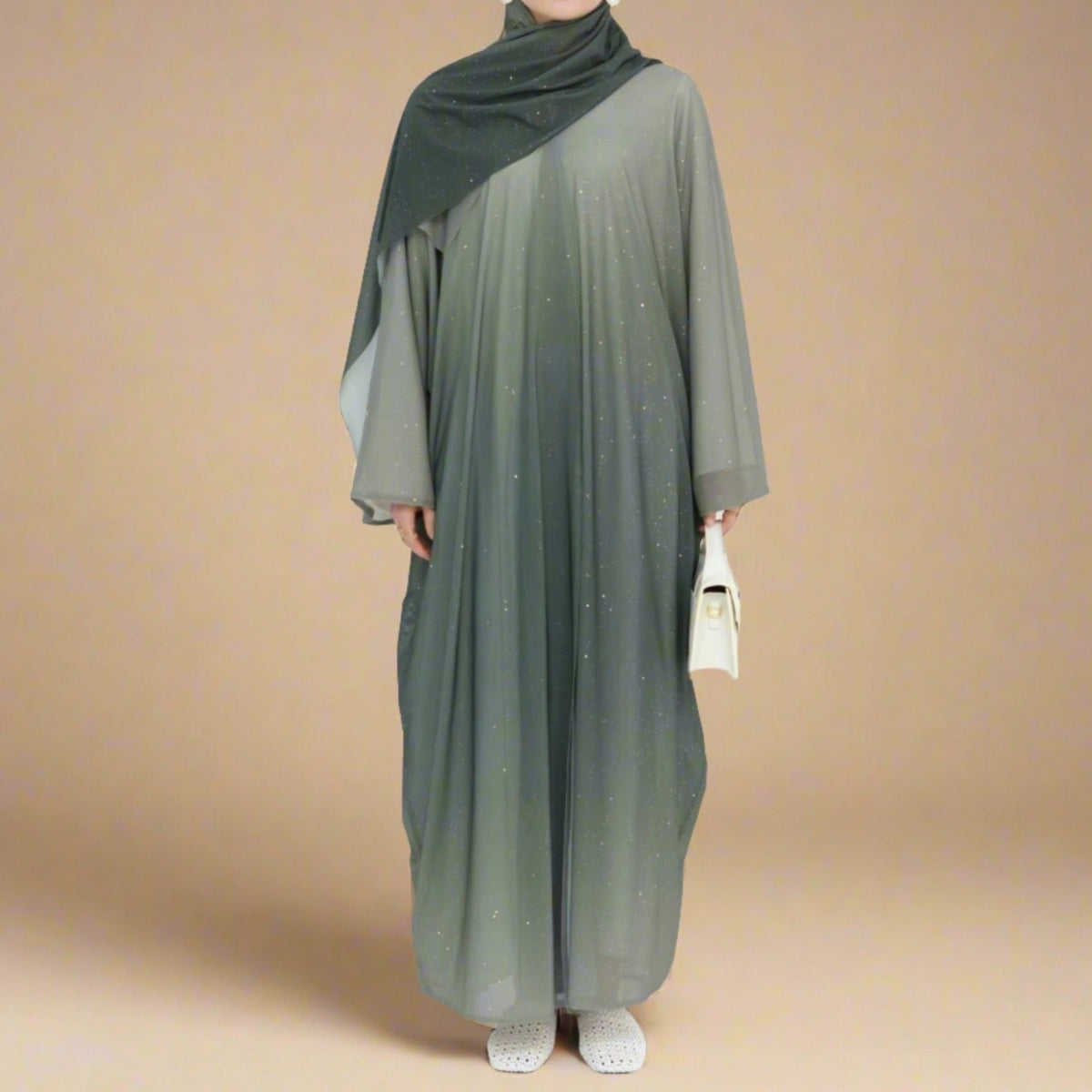 Samaa - Sparkle Ombre Abaya with matching hijab - Try Modest Limited