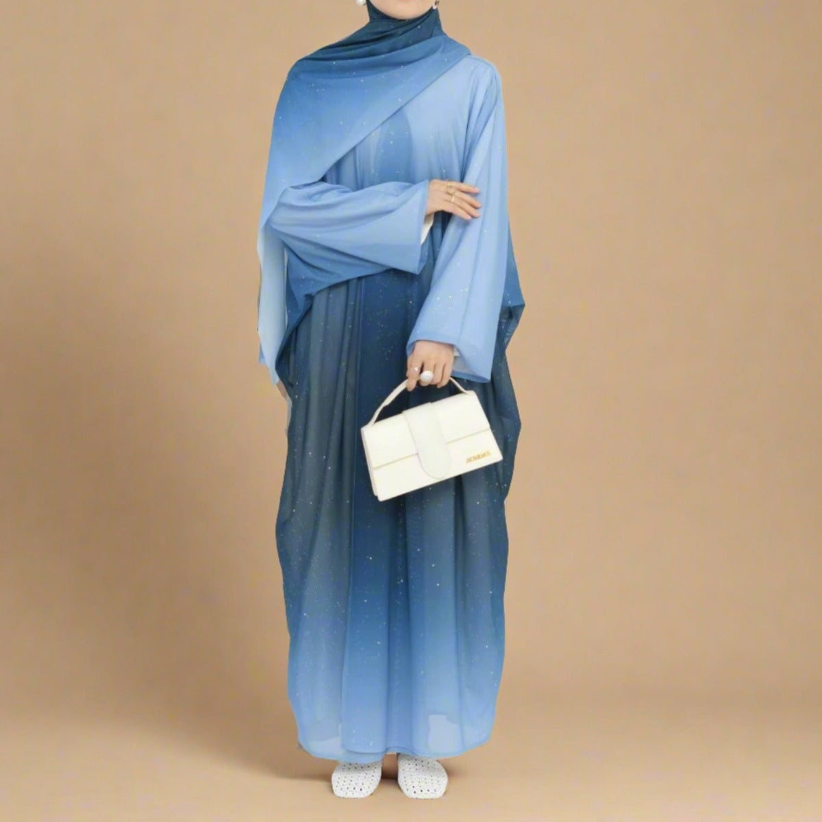 Samaa - Sparkle Ombre Abaya with matching hijab - Try Modest Limited