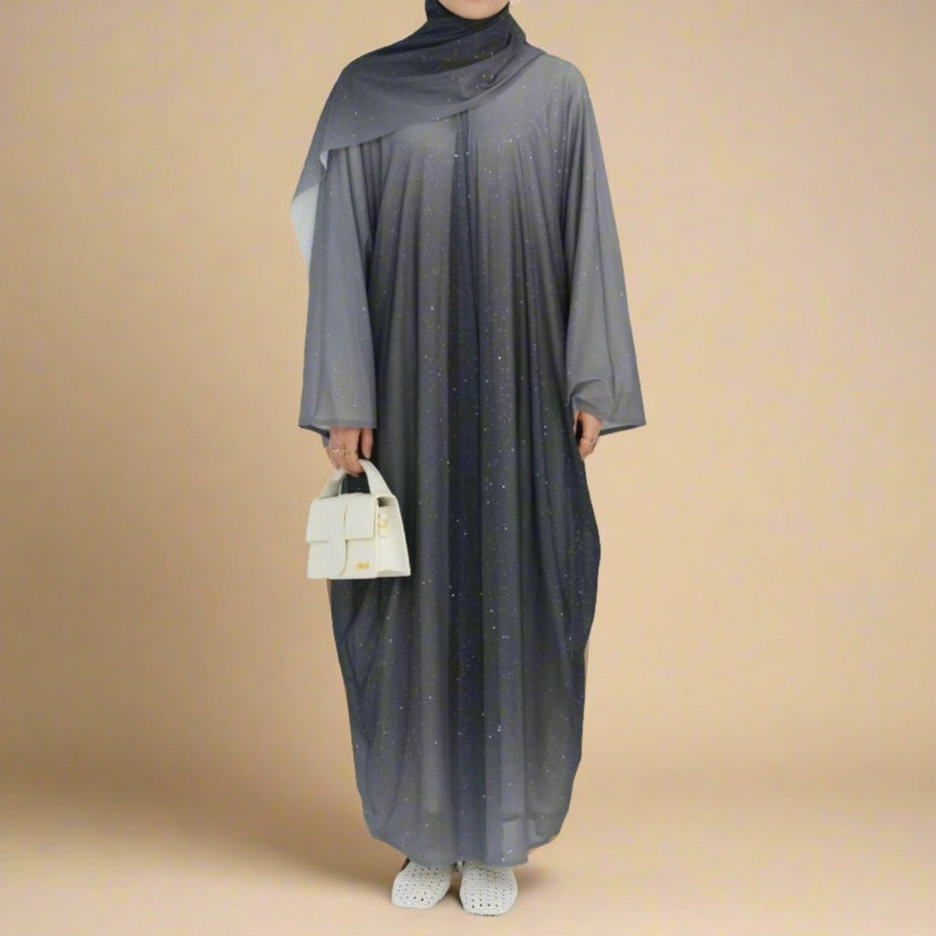 Samaa - Sparkle Ombre Abaya with matching hijab - Try Modest Limited