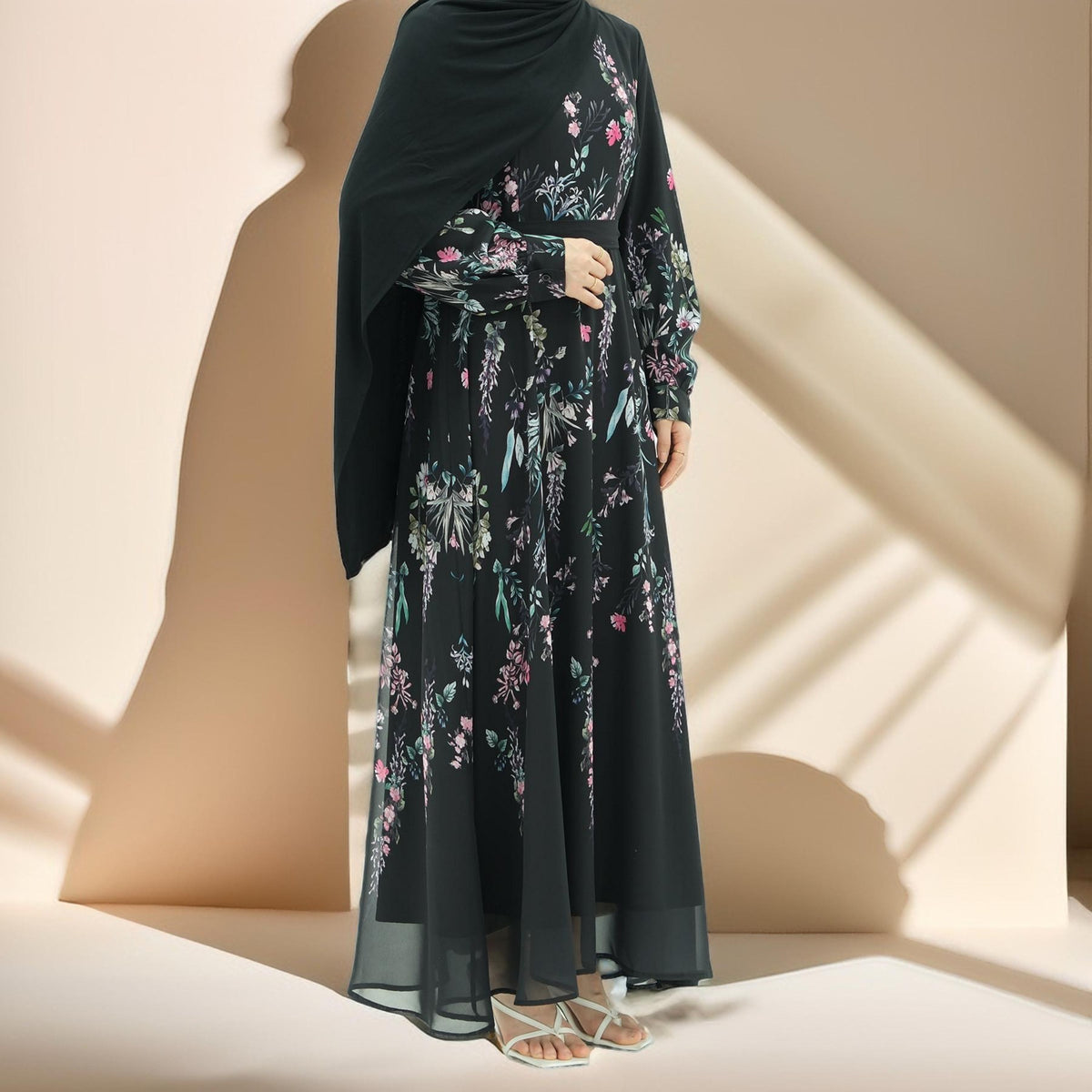 Selara Noir Lined Maxi Dress - Try Modest Limited
