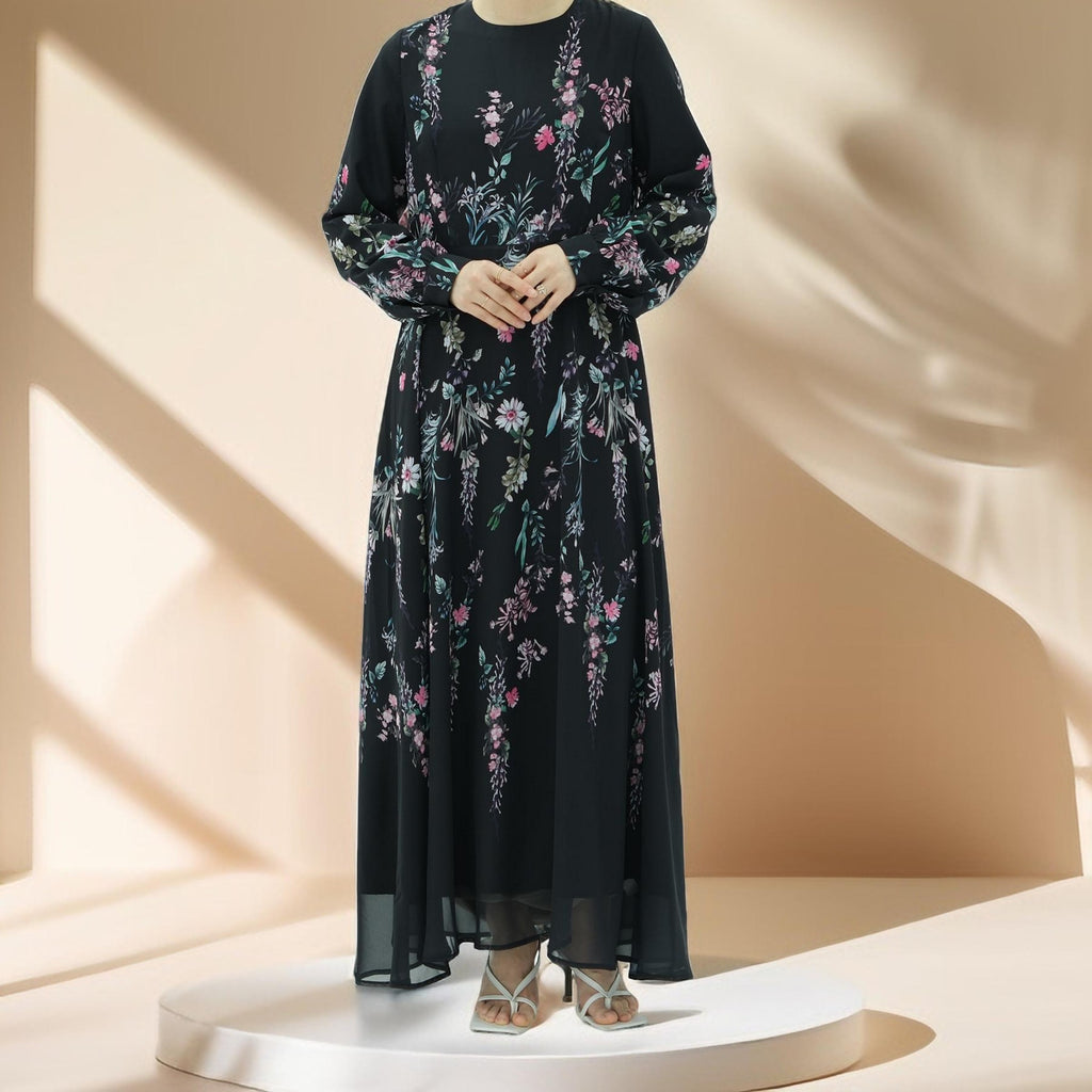 Selara Noir Lined Maxi Dress - Try Modest Limited