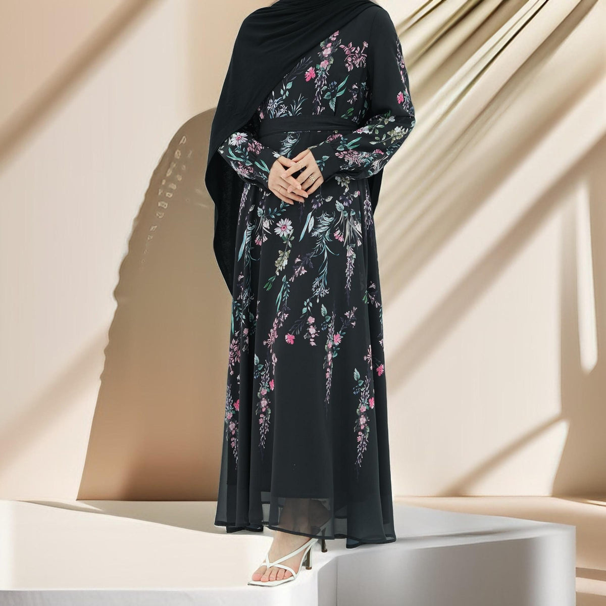 Selara Noir Lined Maxi Dress - Try Modest Limited