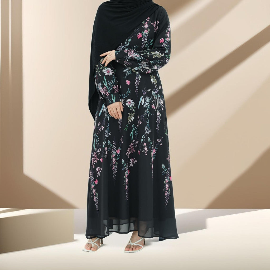 Selara Noir Lined Maxi Dress - Try Modest Limited