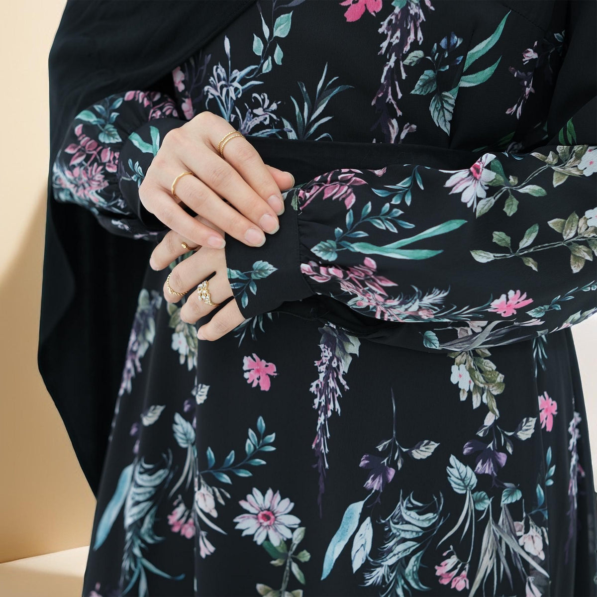 Selara Noir Lined Maxi Dress - Try Modest Limited