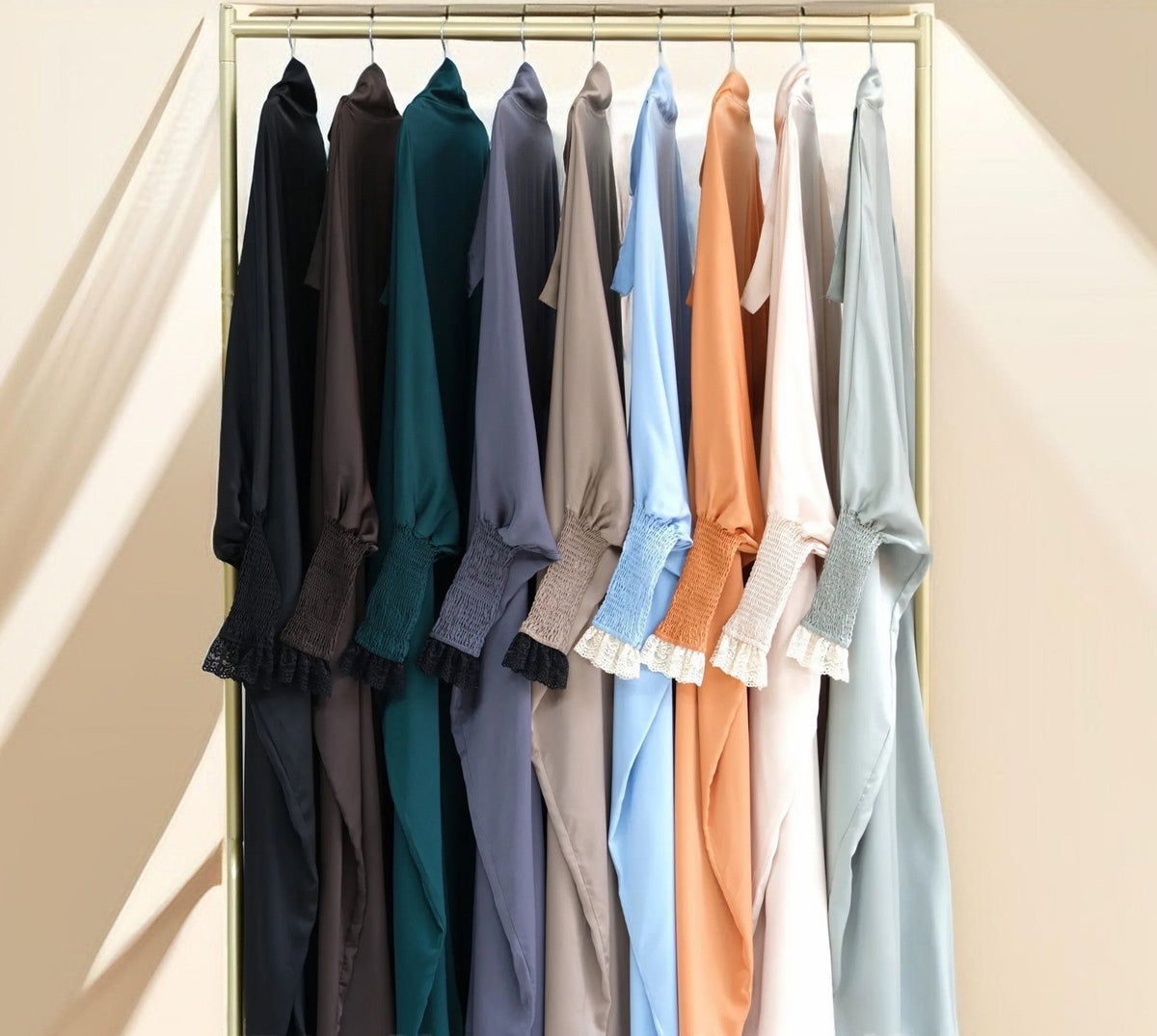 Serenity Ramadan jilbab prayer dress with Ribbed Sleeves and Lace Trim - Try Modest Limited