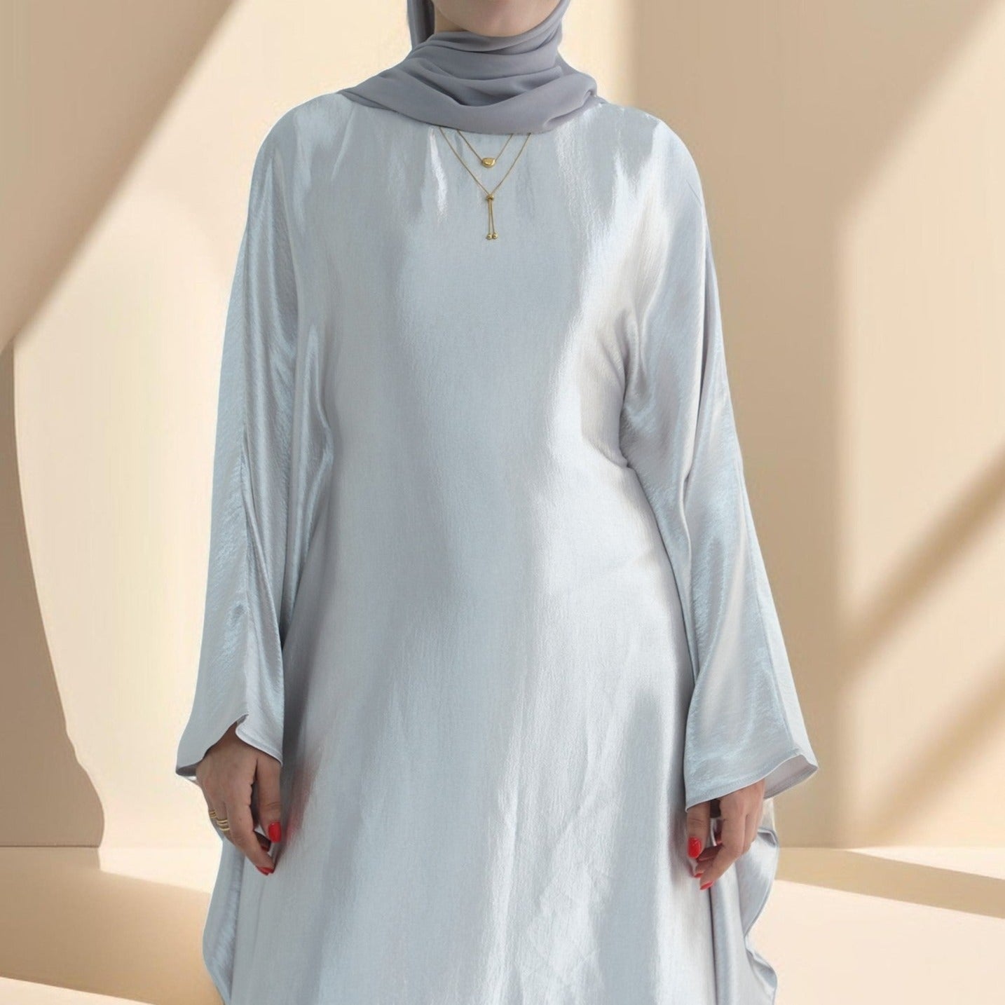 Shams Shimmering Satin Kaftan - Try Modest Limited 