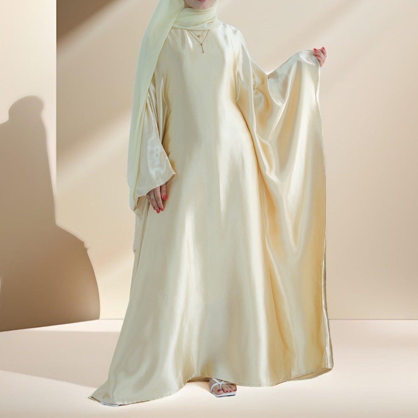 Shams Shimmering Satin Kaftan - Try Modest Limited 