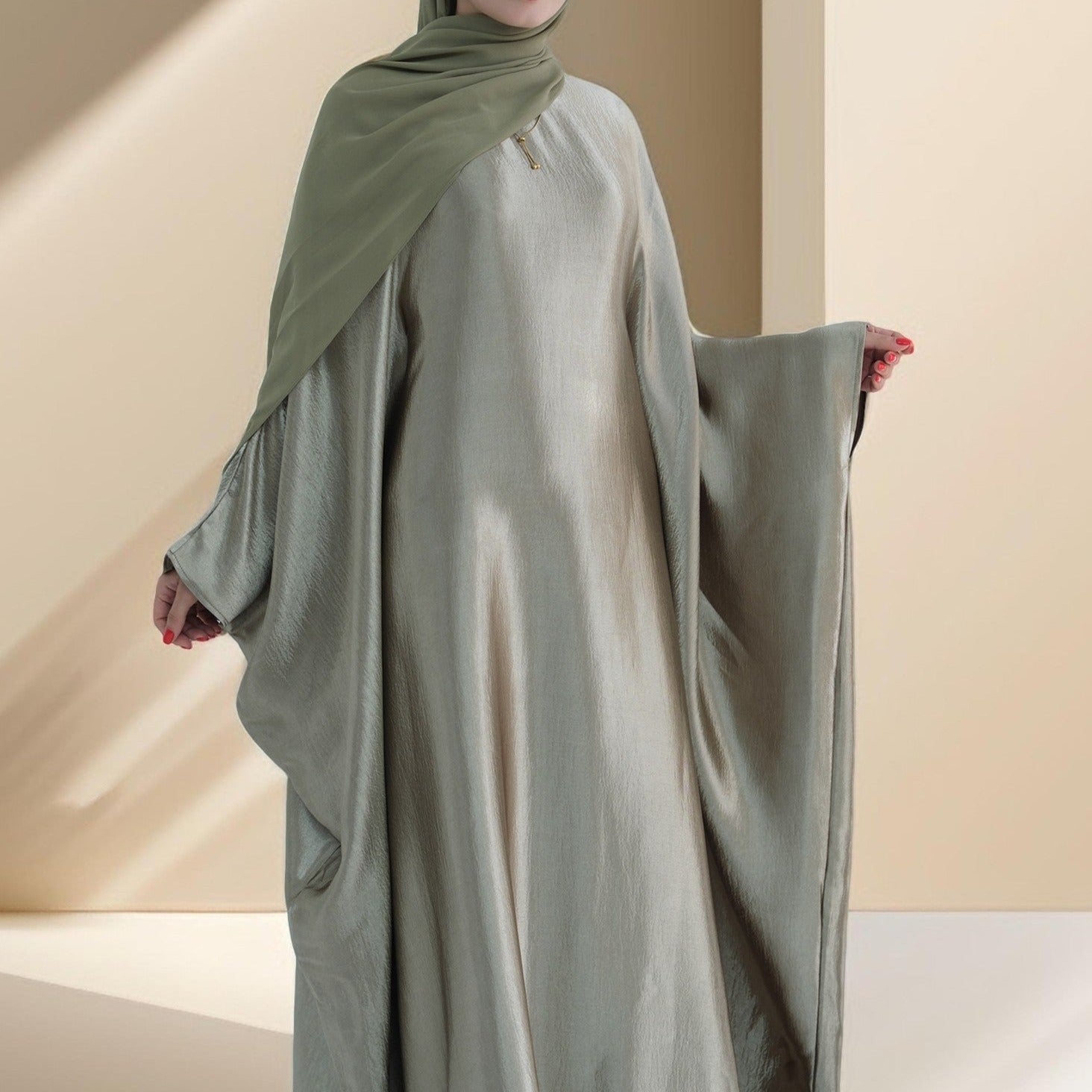 Shams Shimmering Satin Kaftan - Try Modest Limited 