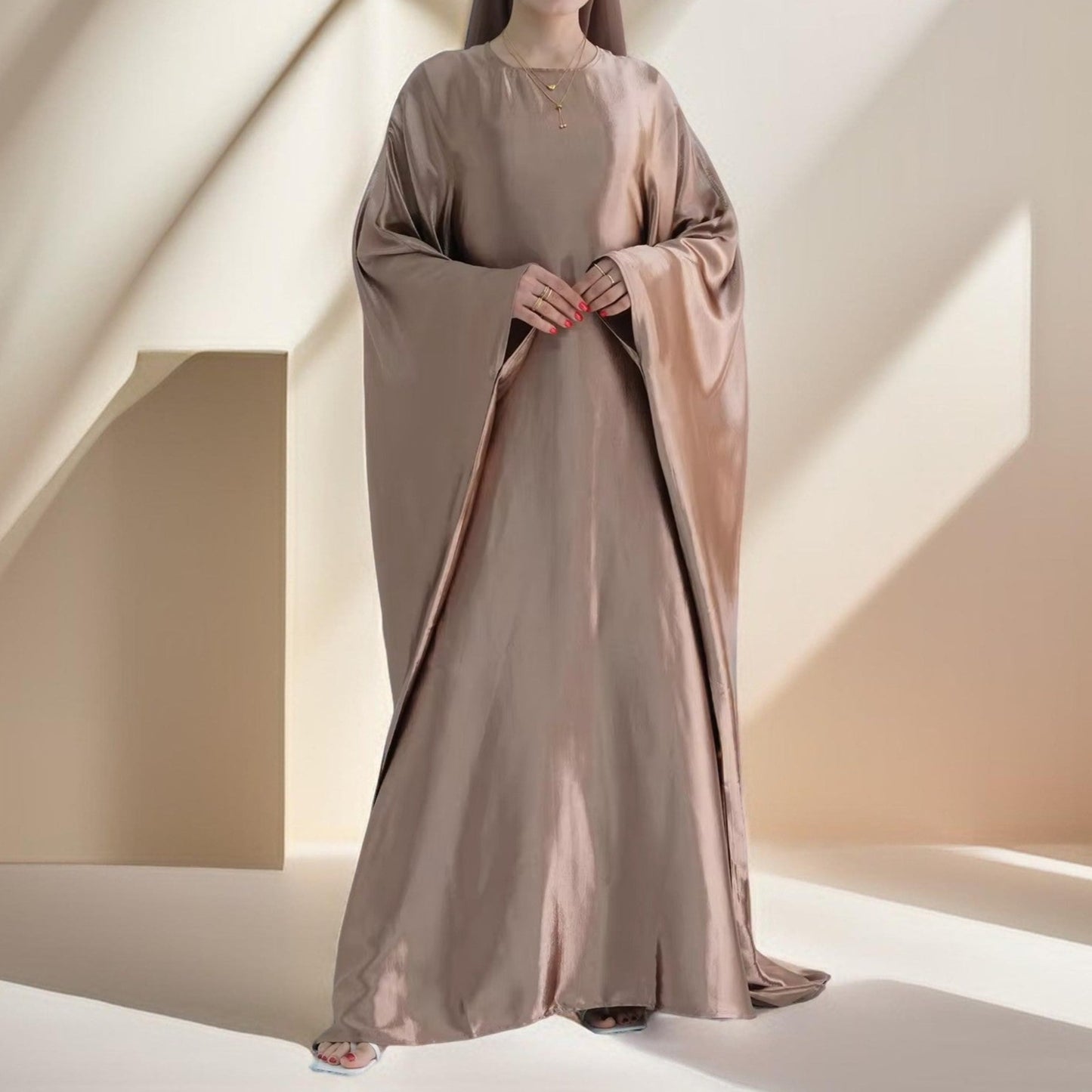 Shams Shimmering Satin Kaftan - Try Modest Limited 