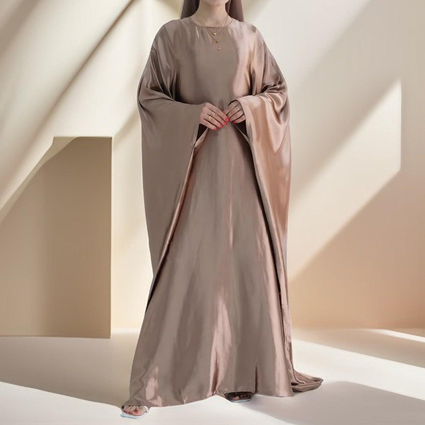 Shams Shimmering Satin Kaftan - Try Modest Limited