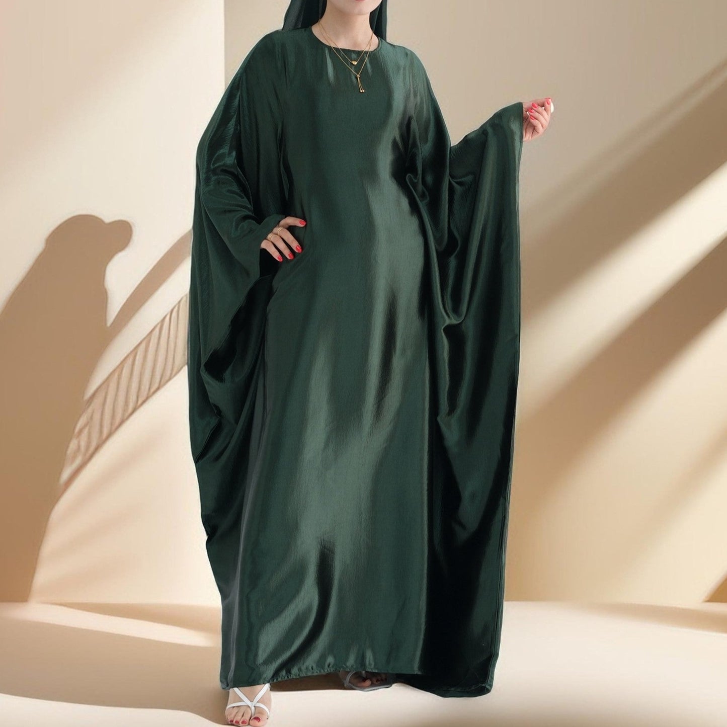 Shams Shimmering Satin Kaftan - Try Modest Limited 