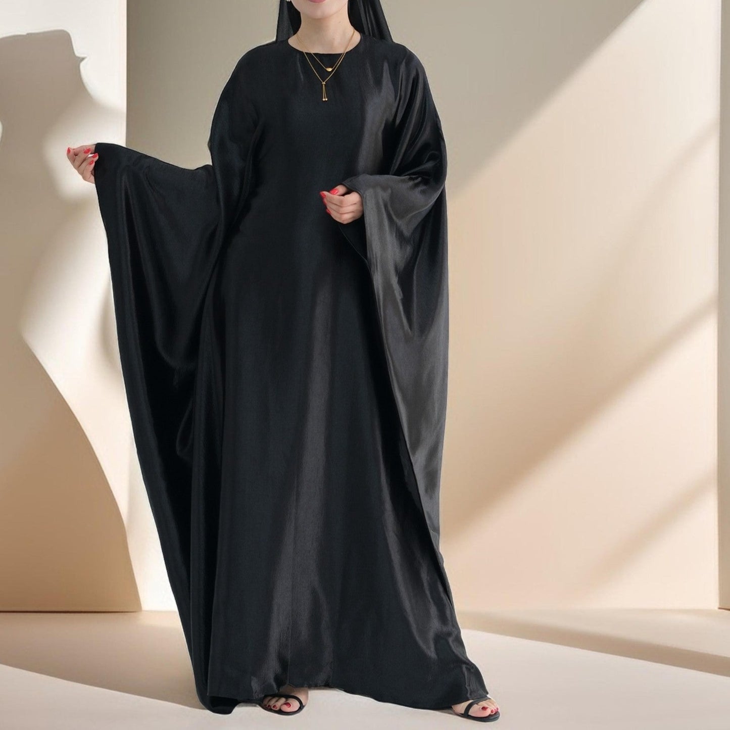 Shams Shimmering Satin Kaftan - Try Modest Limited 