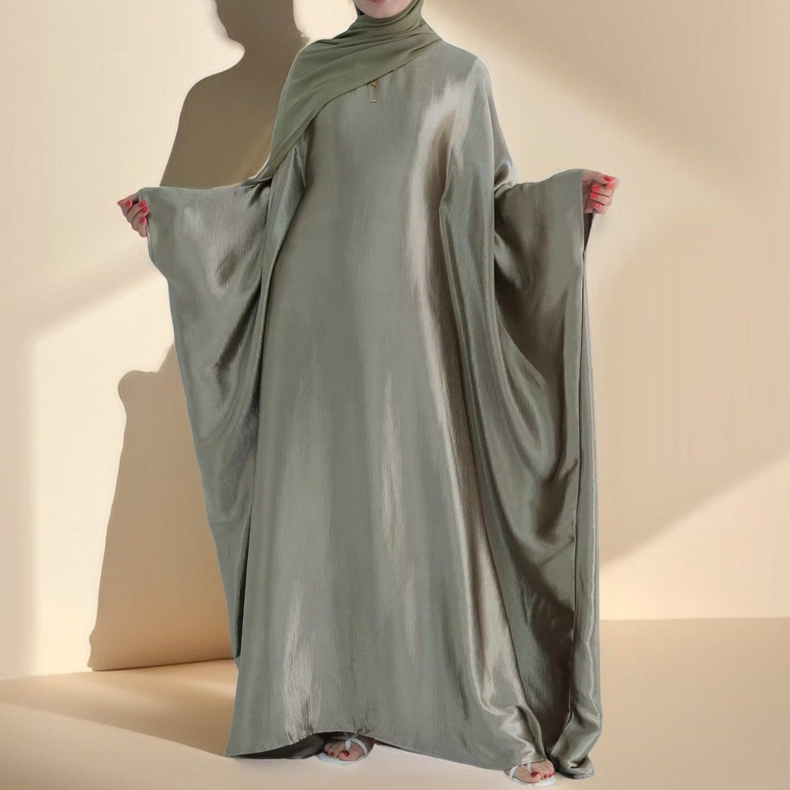 Shams Shimmering Satin Kaftan - Try Modest Limited 