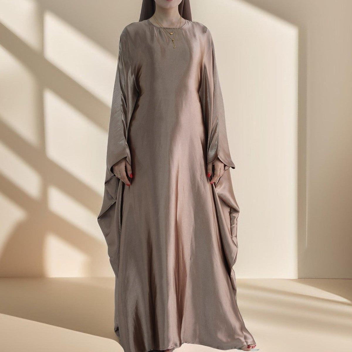 Shams Shimmering Satin Kaftan - Try Modest Limited