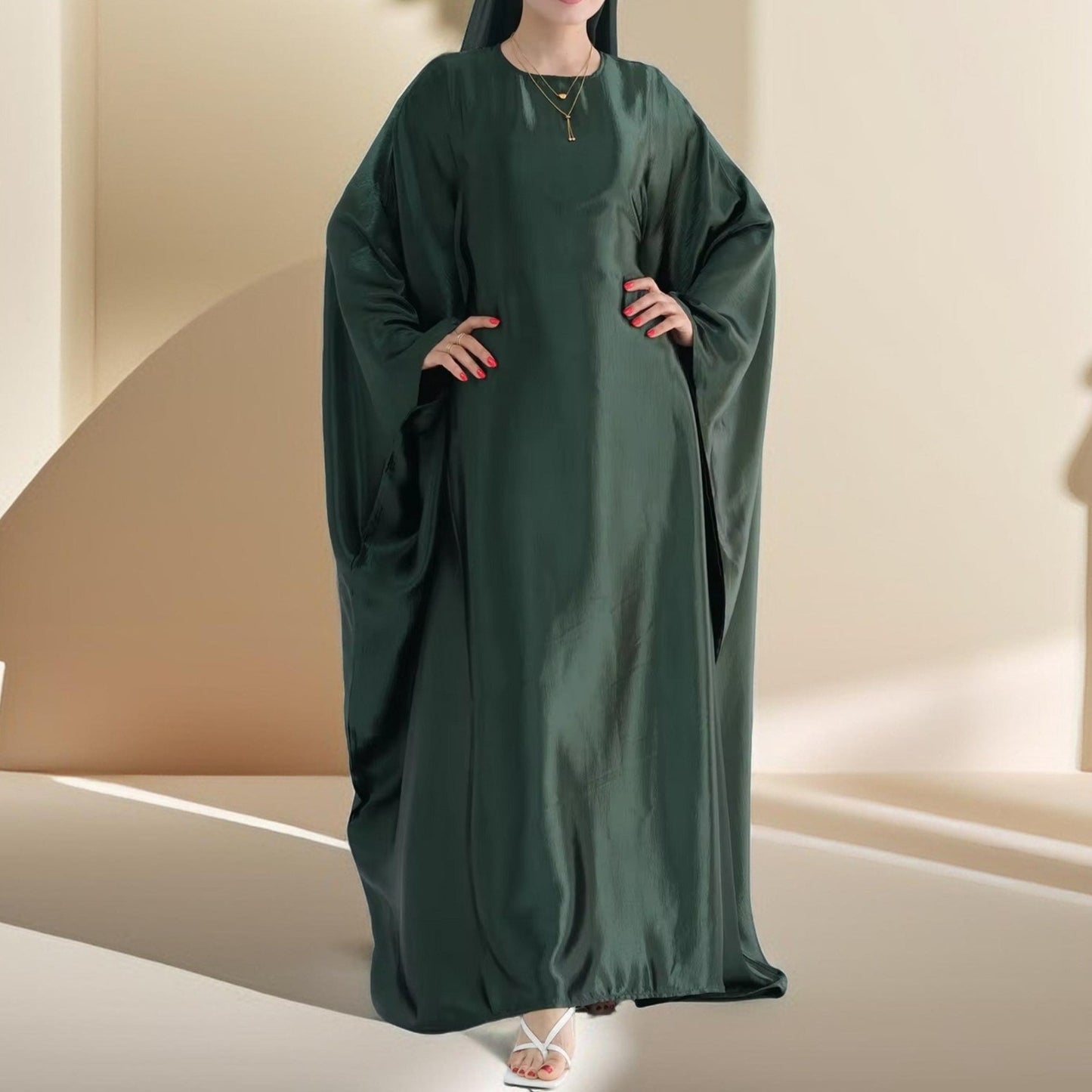 Shams Shimmering Satin Kaftan - Try Modest Limited 