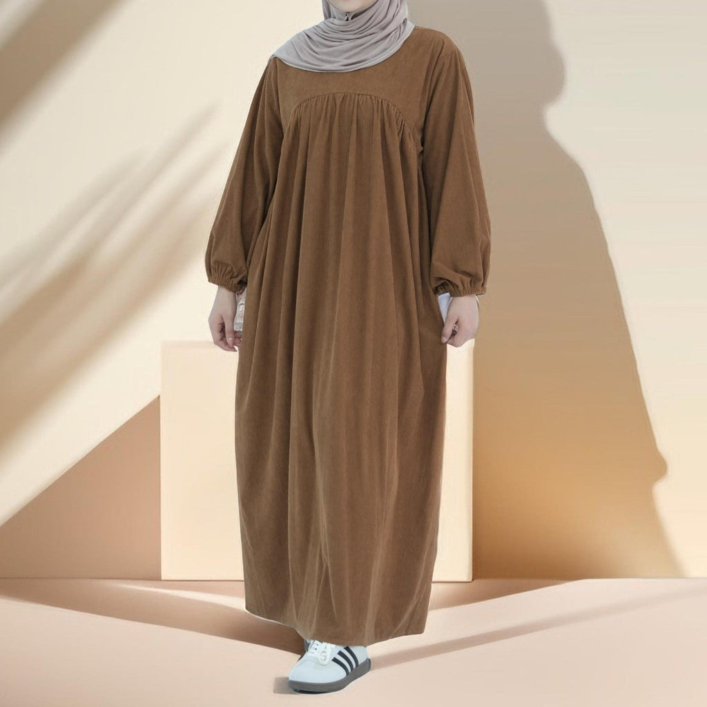 Shifah Corduroy Abaya with Balloon Sleeves - Try Modest Limited