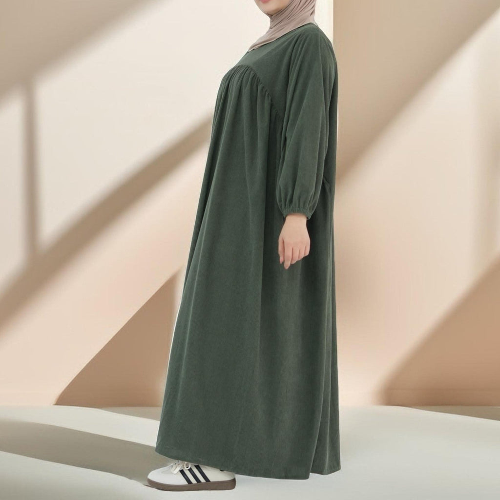 Shifah Corduroy Abaya with Balloon Sleeves - Try Modest Limited
