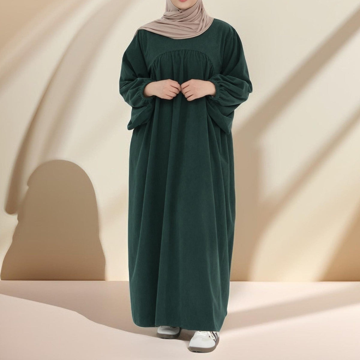 Shifah Corduroy Abaya with Balloon Sleeves - Try Modest Limited