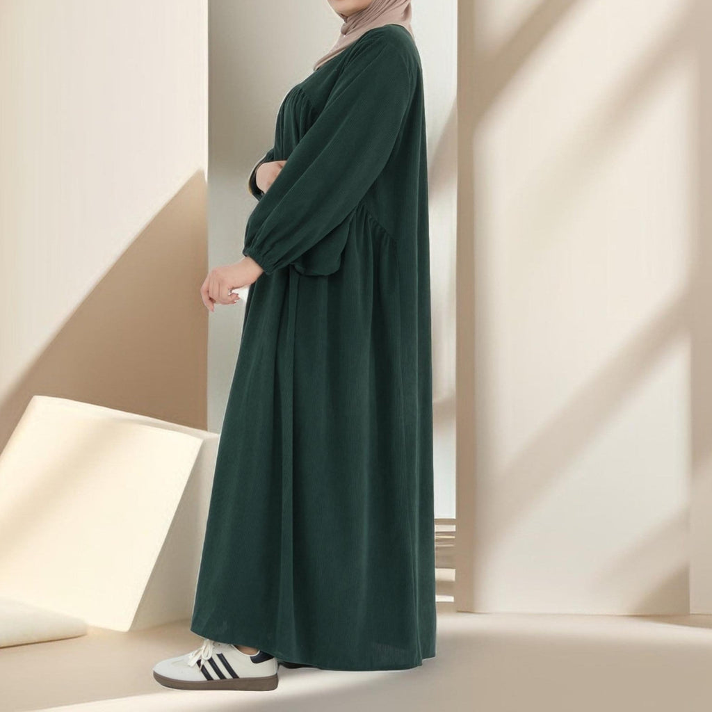 Shifah Corduroy Abaya with Balloon Sleeves - Try Modest Limited