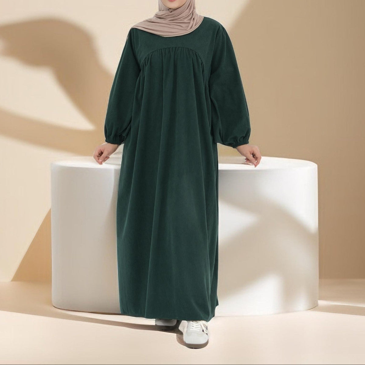 Shifah Corduroy Abaya with Balloon Sleeves - Try Modest Limited