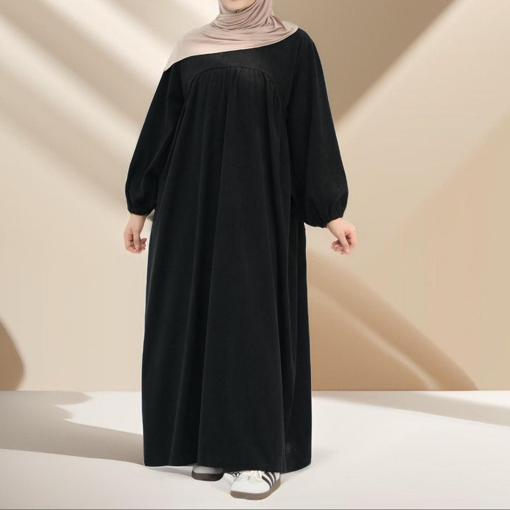 Shifah Corduroy Abaya with Balloon Sleeves - Try Modest Limited