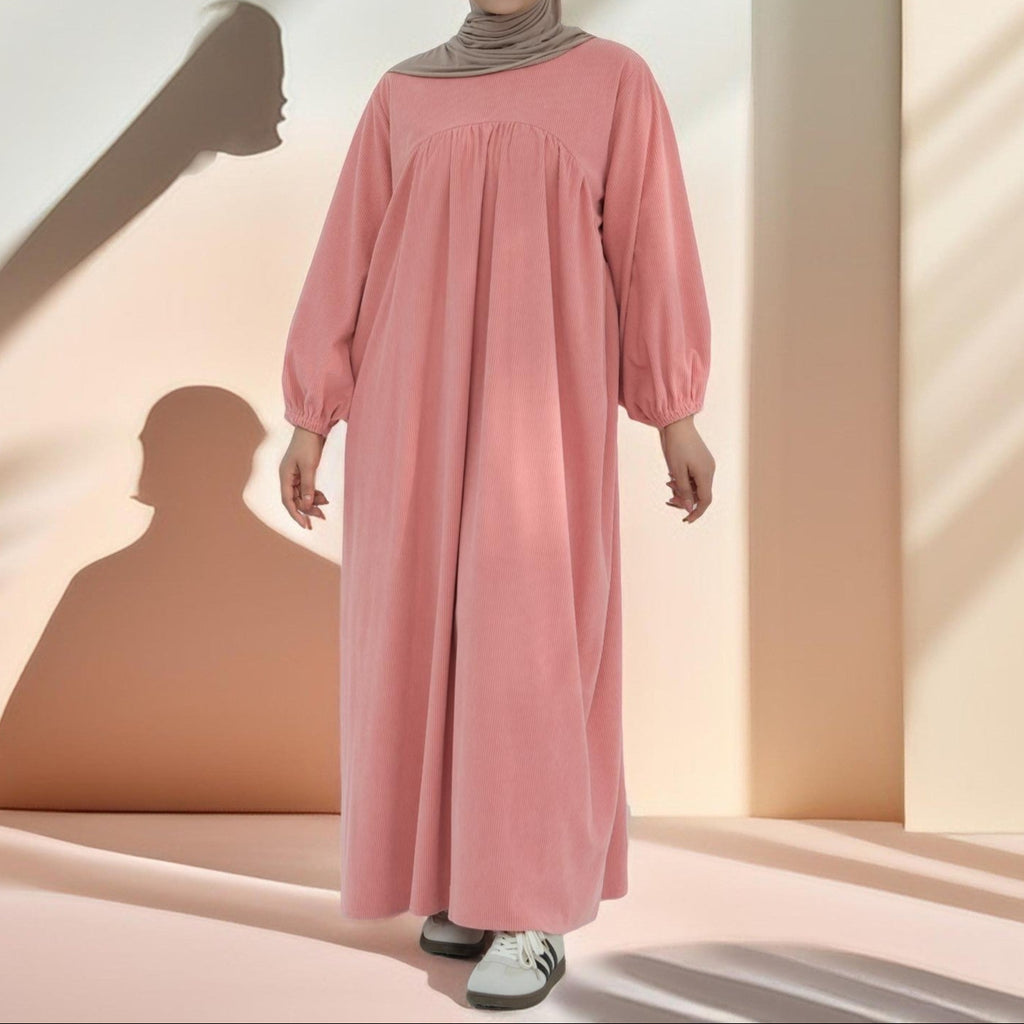 Shifah Corduroy Abaya with Balloon Sleeves - Try Modest Limited