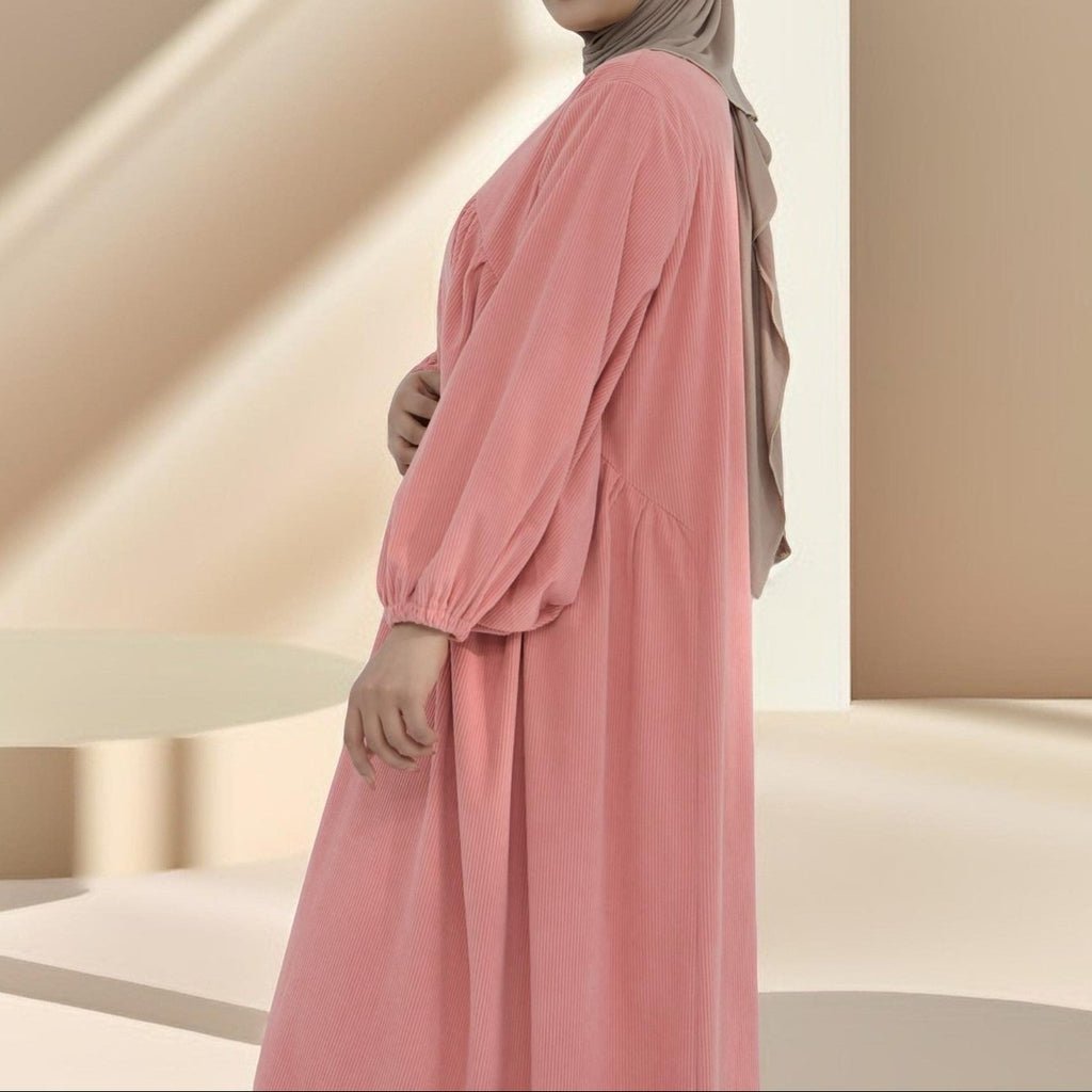 Shifah Corduroy Abaya with Balloon Sleeves - Try Modest Limited