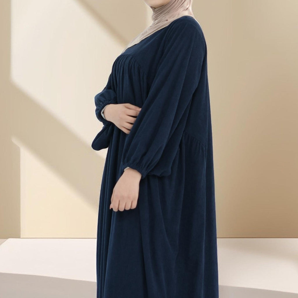 Shifah Corduroy Abaya with Balloon Sleeves - Try Modest Limited
