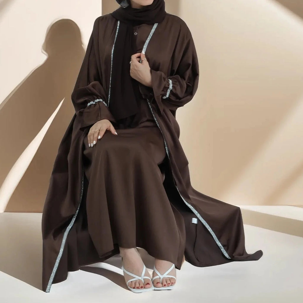 Shimmering Duo - 2 PC Abaya set with matching Inner Dress - Try Modest Limited