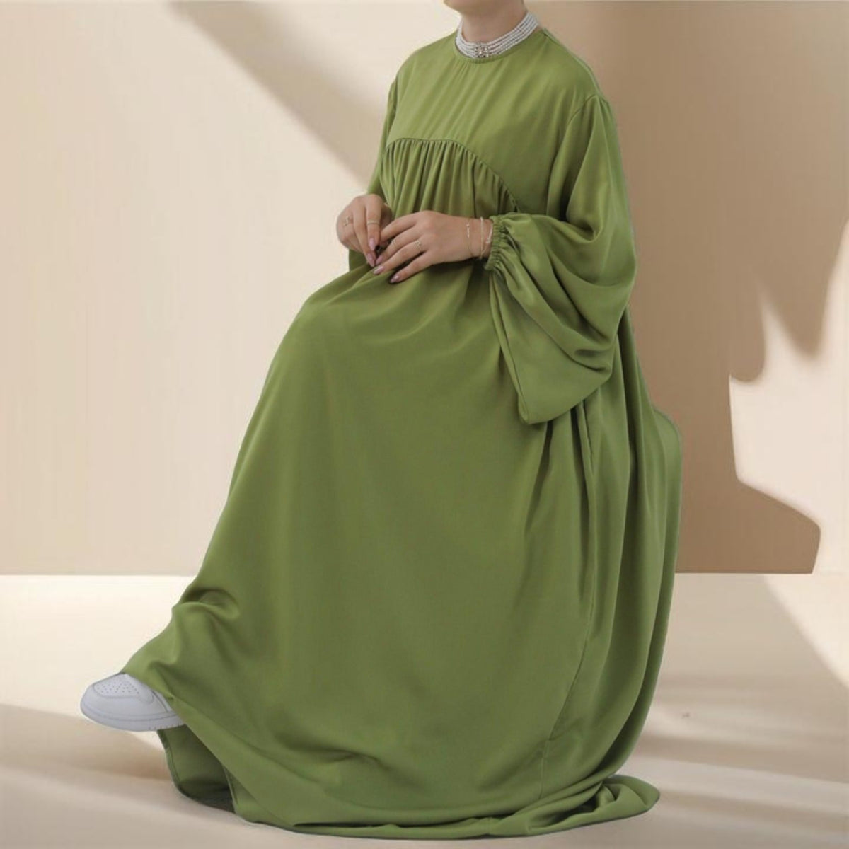 loose abaya dress Loose Swing Adjustable Lantern Sleeve Abaya Dress (MA167)