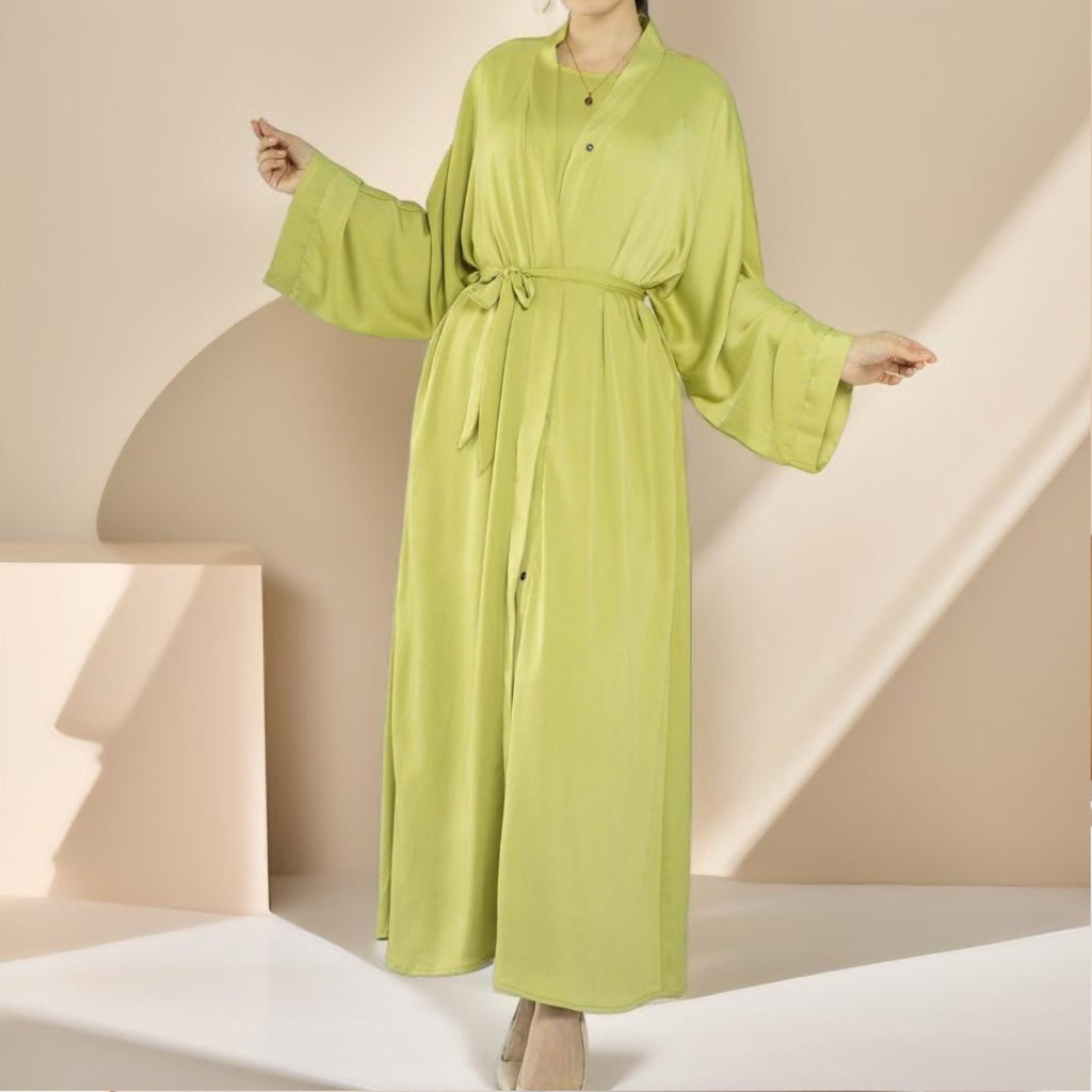 Simple solid color satin abaya - Try Modest Limited