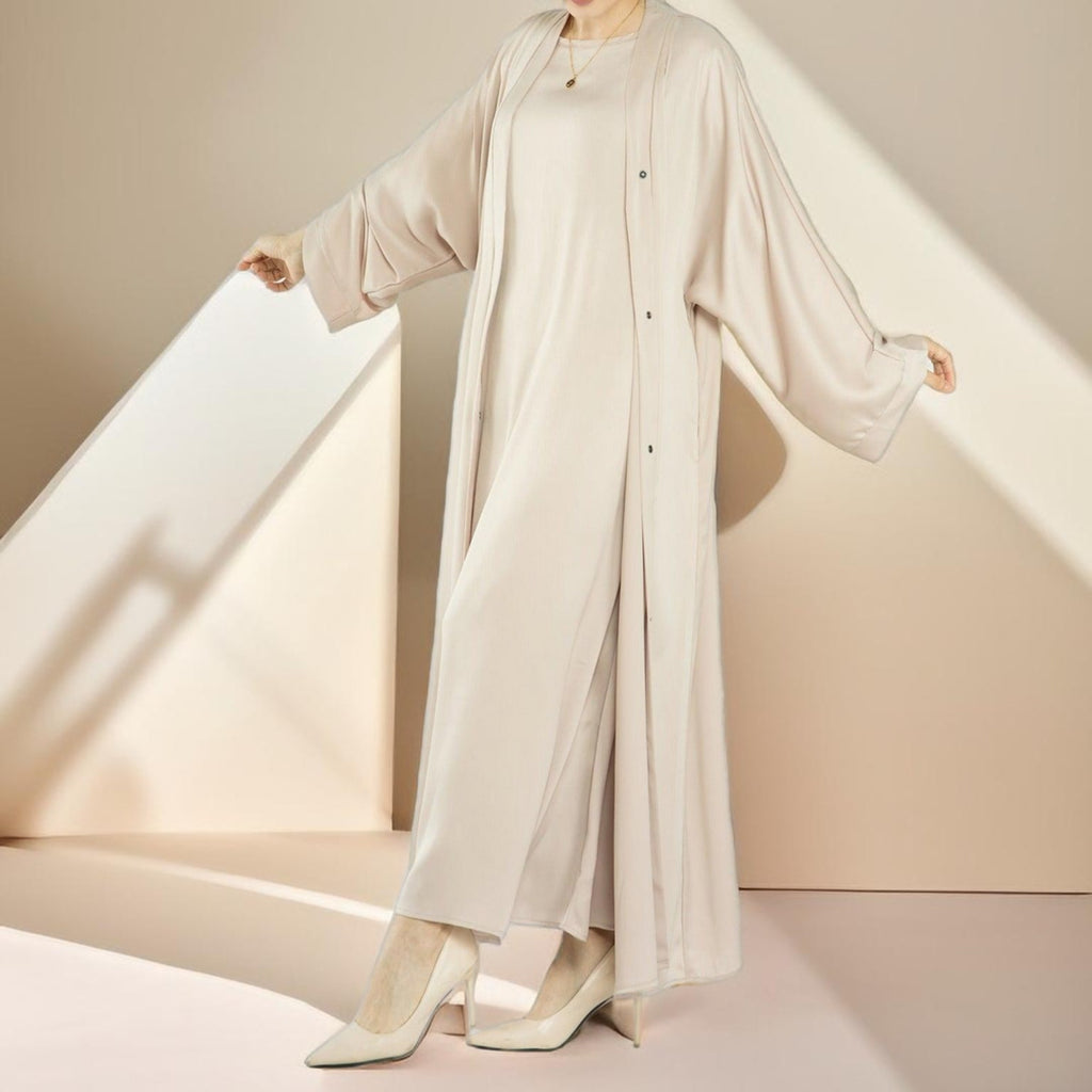 Simple solid color satin abaya - Try Modest Limited