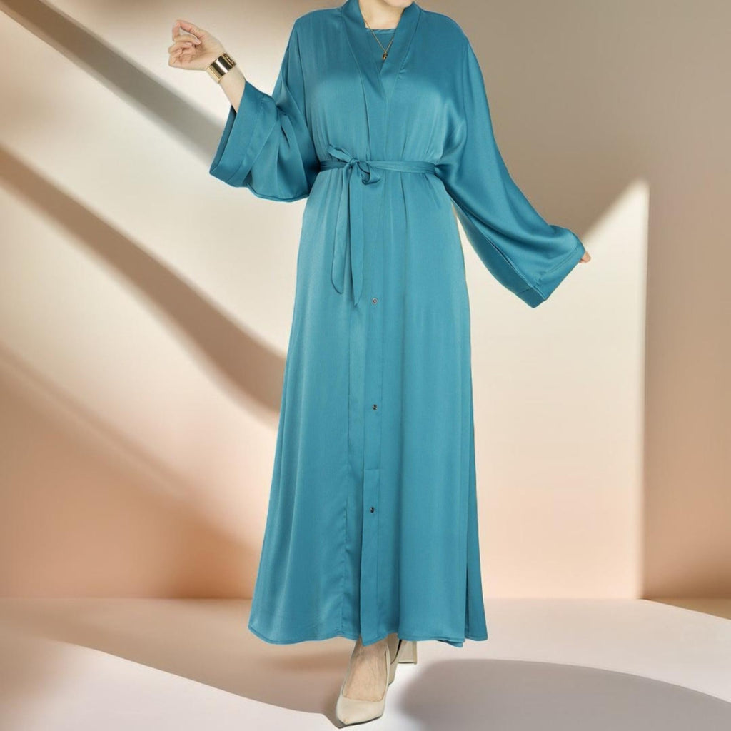 Simple solid color satin abaya - Try Modest Limited