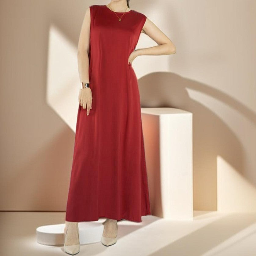 Simple solid color satin abaya - Try Modest Limited