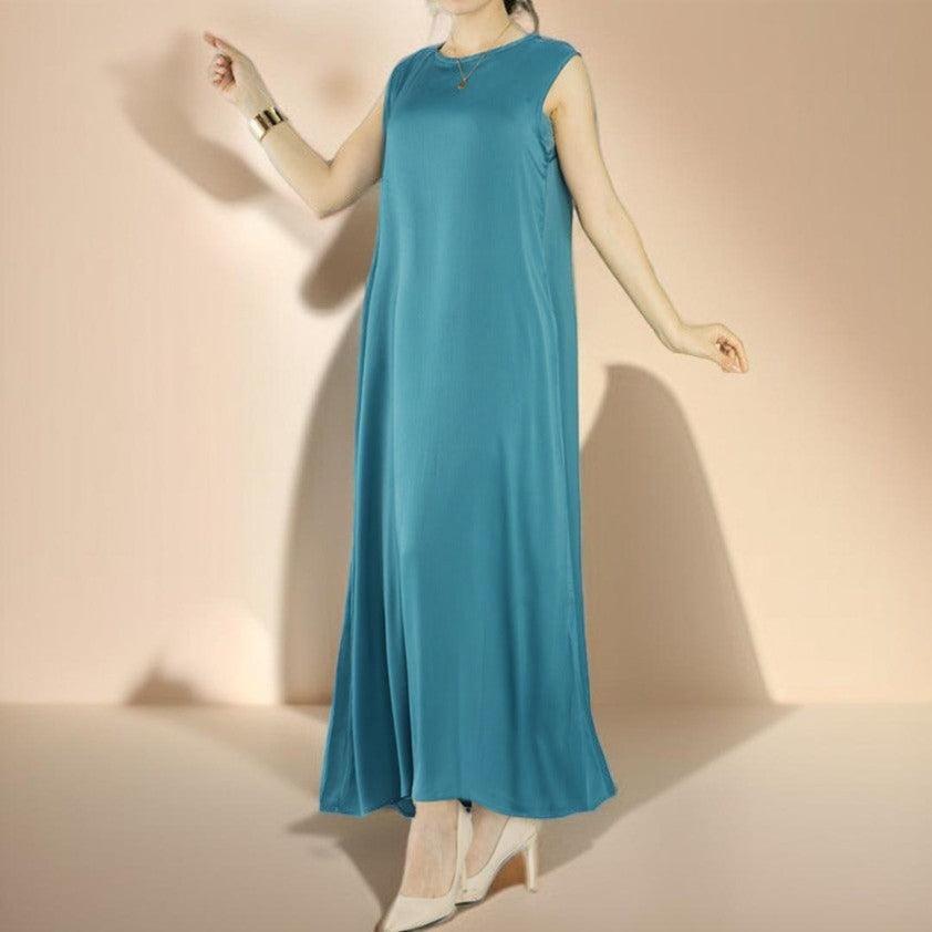 Simple solid color satin abaya - Try Modest Limited