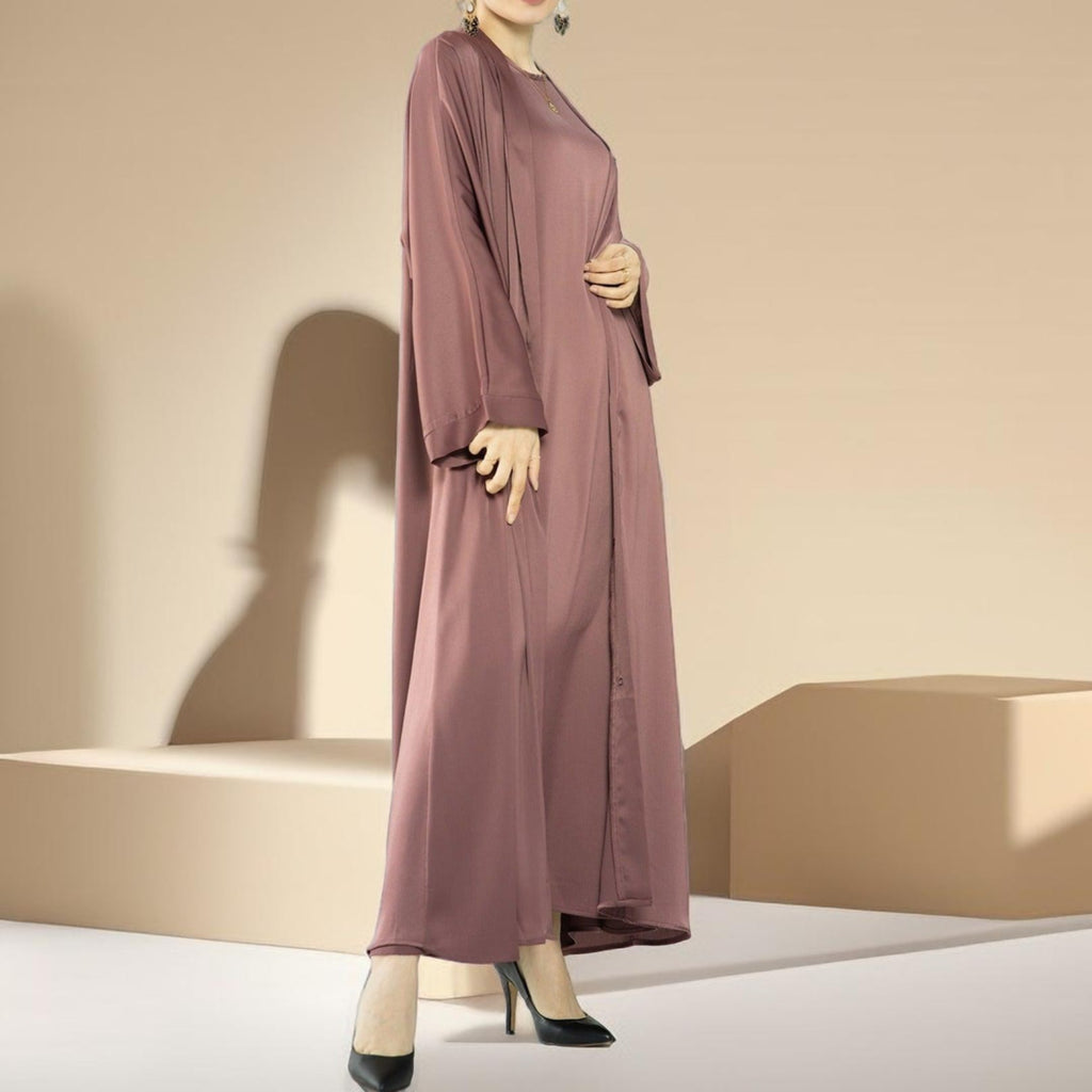 Simple solid color satin abaya - Try Modest Limited