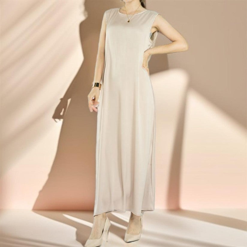 Simple solid color satin abaya - Try Modest Limited