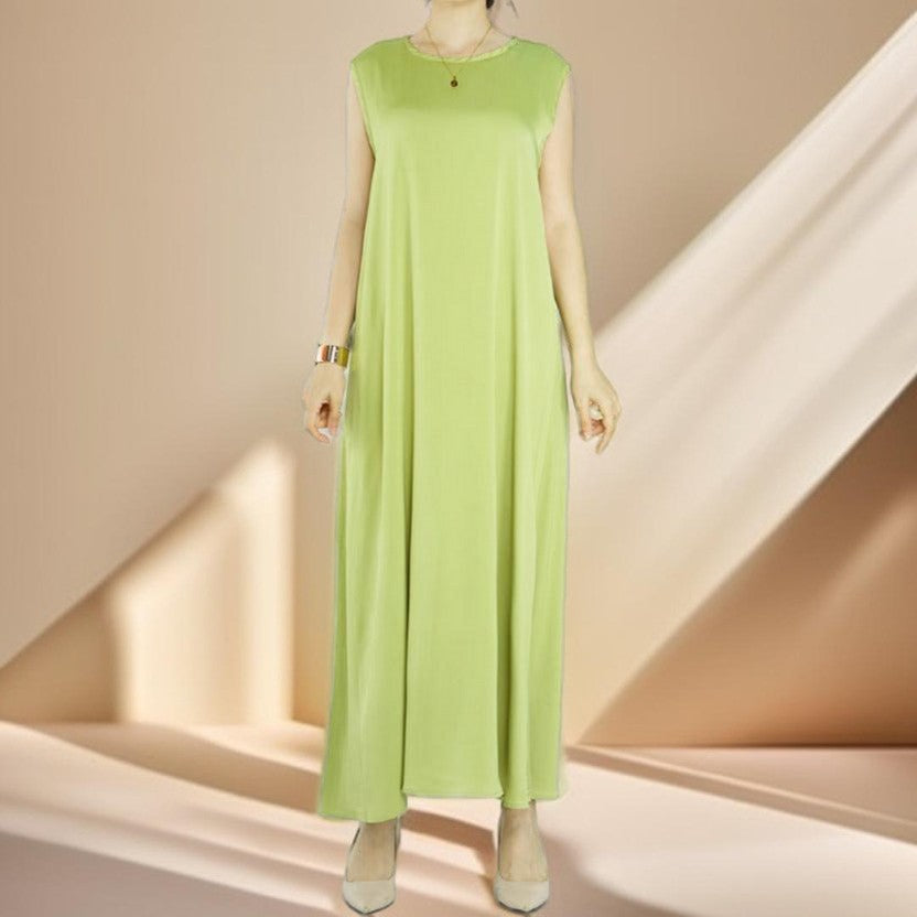 Simple solid color satin abaya - Try Modest Limited