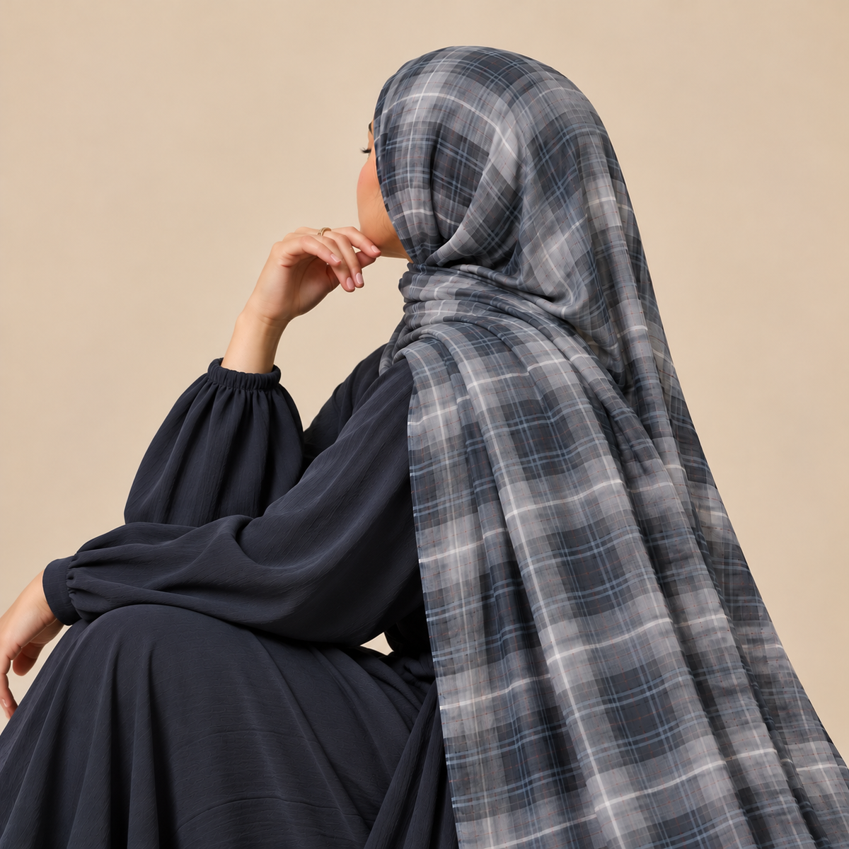 Slate Heritage Plaid Modal Hijab