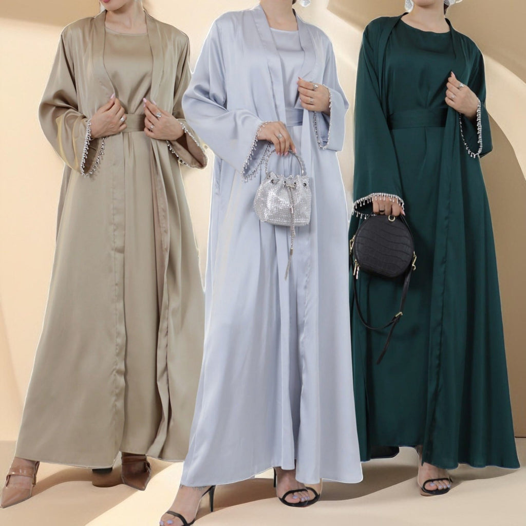 Solid Color Beaded Evening Wear Robe - Try Modest Limited