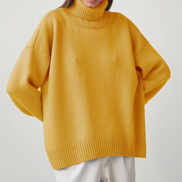Solid Color Turtleneck  Loose Pullover Women's Sweater - Try Modest Limited